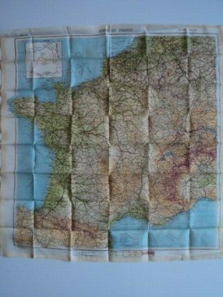 Wwii Us Army Air Corps Silk Escape Map Zones France Belgium Switzerland 1944 (b)