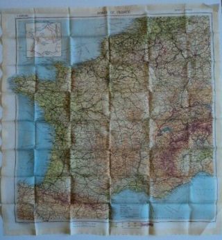 Wwii Us Army Air Corps Silk Escape Map Zones France Belgium Switzerland 1944 (a)