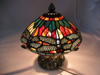Miniature 10 " Stained Glass Dragonfly Bedroom Lamp,  Mini Table Mood Light