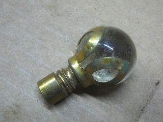 Vintage Antique 1 " Clear Glass Ball With Brass Claw Holder Lamp Finial - Old
