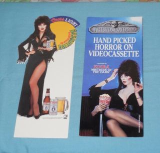Elvira Coors Light Beer Halloween Table Tent & Thrillervideo Brochure