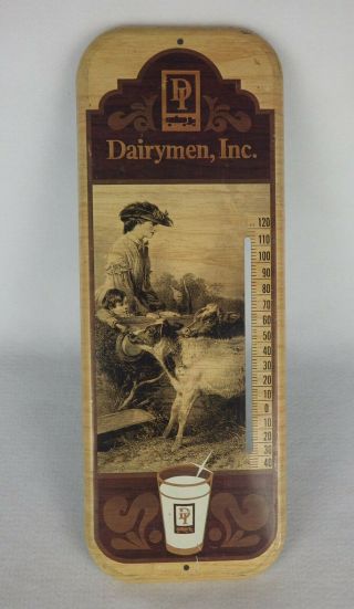 Vintage Dairyman Metal Farm Thermometer Sign With Cow Milk Victorian Lady