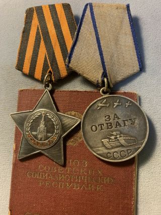 Wwii Group Of Glory Order Iii Class And For Bravery Medal With Award Booklet.