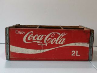 Red Coca Cola Wooden Crate 2l Complete Vintage