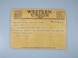 Western Union Vintage 1950 Telegram February 2 1950 Fort Smith Arkansas