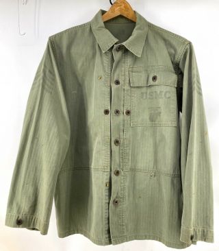 Wwii Usmc P44 P1944 Hbt Herringbone Twill Utility Jacket Shirt Coat W/ Chevrons