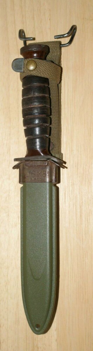 Wwii Us M3 Fighting Knife: Marked Usm3 Imperial On Guard With Usm8 On Scabbard