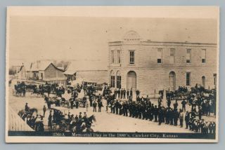 " Memorial Day 1880s " Cawker City Kansas Rppc Antique Photo Pc Bank 1910s