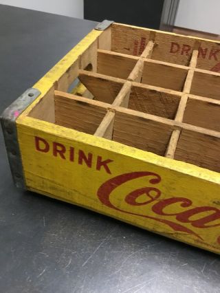 Coca - Cola Wooden Yellow Crate Carrier Box Case Wood Coke 24 Vintage