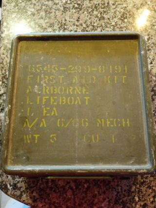 Wwii Military First Aid Kit Green Metal Box Airborne Lifeboat Wit Supplies Rare