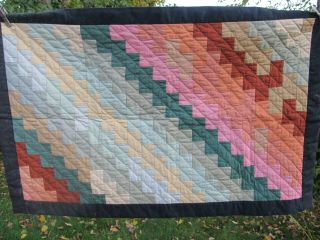 , Rare Vintage Amish Style Patchwork Quilted Wall Hanging,  Quilt
