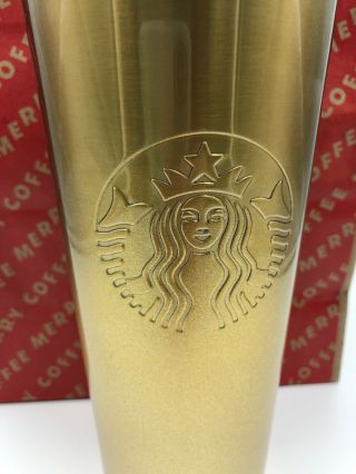 HOLIDAY STARBUCKS GOLD 24oz Tumbler,  Rare Limited Edition Stainless Steel 2