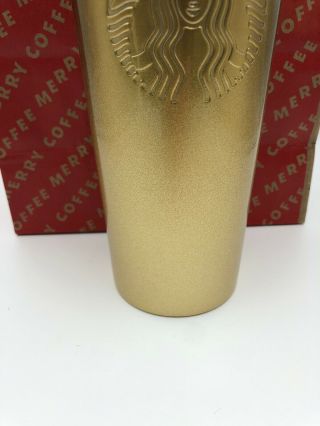 HOLIDAY STARBUCKS GOLD 24oz Tumbler,  Rare Limited Edition Stainless Steel 3