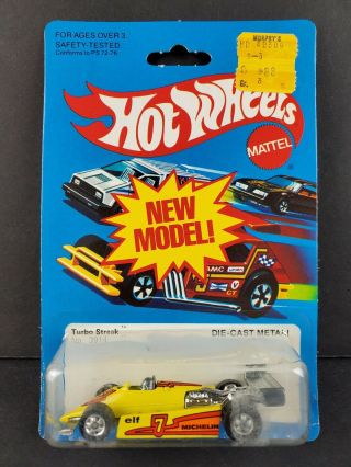 1983 Hot Wheels Turbo Streak Die - Cast Car 3914 Vintage Yellow Michelin Elf