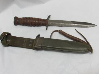 Ww2 Us M3 Imperial Trench Fighting Battle Knife With M8 Bm Co Scabbard