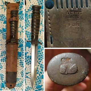 Orig Us Wwii M3 Trench Knife Usm6 Scabbard 1943 Kinfolks Inc Bomb Symbol Ii 2