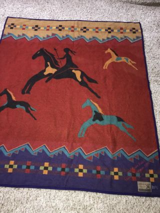 Pendleton Blanket Beaver State Label 66 X 76 Celebrate The Horse Custom Aztec