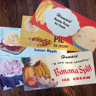 5 1950s Ice Cream Ripple Pecan Pie Banana Split Advertising Soda Fountain Sign