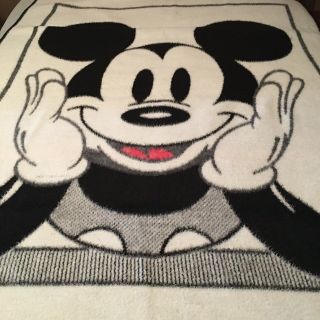 Vintage Biederlack Acrylic Reversible Mickey Mouse Blanket 58” X 77” 5949