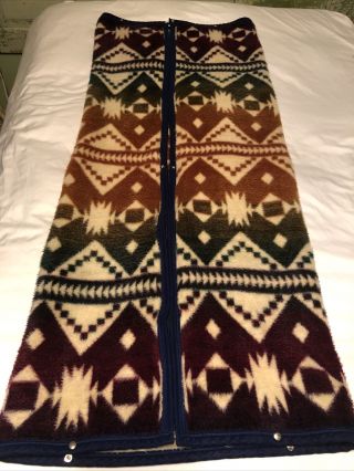 Vintage Biederlack Blanket Native Southwest Aztec Navajo Snap Zip 64 " X 51 " Guc