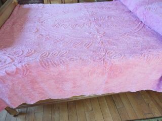Vintage 1950 ' s Cotton Chenille Bedspread Full Size 83 W x108 