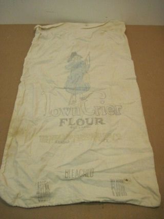 Old Vintage Town Crier Flour Bag Sack 49 Lbs