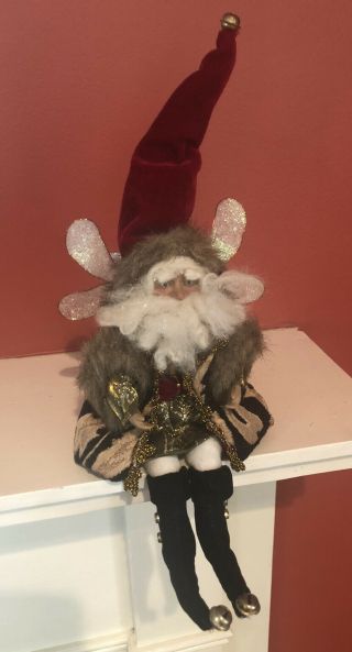 Mark Roberts Collectible Christmas Santa Fairy Elf Red Velvet 13 " Ornament Rare