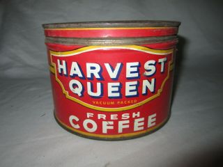 Vintage 1 Pound Harvest Queen Coffee Tin W/lid