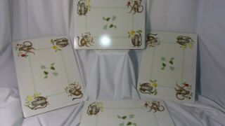 Lynn Chase Lady Clare Monkey Business Placemats Set (4) 15 1/2 " X 11 1/2 " Vgc