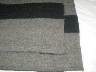 Vintage Pendleton Wool Camp Blanket - Slate Grey Black Stripes - 80 X 55 - Thick