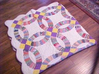 Vintage Hand Pieced/hand Quilted Double Wedding Ring Pattern Quilt