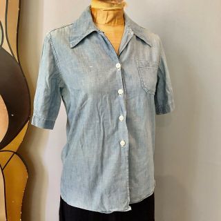 Vintage Ww2 Us Navy Waves Woman’s Reserve Chambray Shirt Named 173