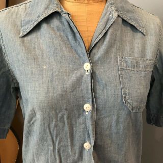 Vintage WW2 US Navy Waves Woman’s Reserve Chambray Shirt Named 173 2