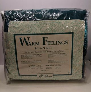 Vtg Nos Ll Bean Warm Feeling Spruce Green King Size Camp Blanket Wool Blend Usa
