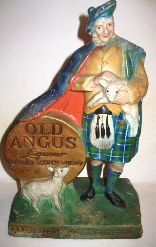 Vintage Old Angus Scotch Whiskey Advertising Store Bar Display Figure With Lambs