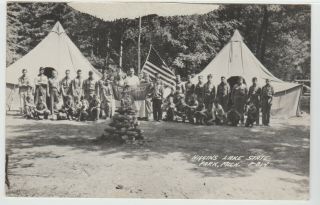 Higgins Lake State Park,  Mi Postcard Real Photo Boy Scout Troop 307 Bsa Rppc Old