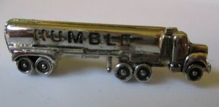 Vintage 1960s Humble Oil & Gas Truck Driver Employee Award Pin Tie Clip Tack