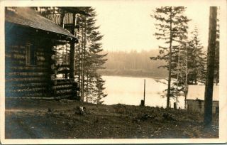 Antique Rppc Postcard Trout Lake Washington Klickitat County Cabin View