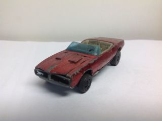 Vintage Hot Wheels Redline Custom Firebird Red With Gray Interior 1967 Hk