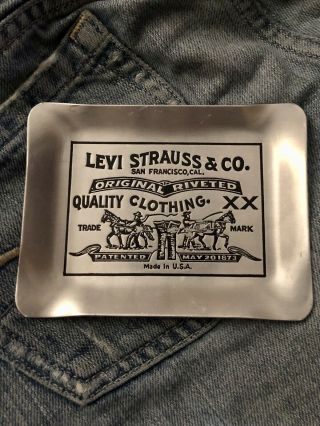 Vintage Levi Strauss Aluminum Ash Tray/trinket Dish/advertising/rolling Tray