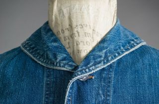 VTG 1940 ' S WWII US NAVY USN Denim Shawl Collar Chore Work Jacket Anchor Buttons 3
