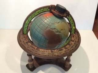 Vintage Jim Beam Decanter World Globe Zodiac Rim Empty Rotates 1980 