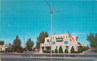 Albuquerque Mexico 1960s Route 66 Tewa Lodge Roadside Anderson Postcard 8295