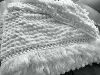 90x104 Wh Large Popcorn Chenille Bedspread Nu Fresh Fabric Repurpose Sew Crafts