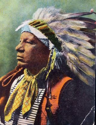 Rare Chief Bullman American Indian 1908 Postcard Great Colors Milwaukee Wisc