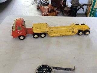 Vintage Tonka Low Boy Semi Truck With Flat Bed Trailer Orange