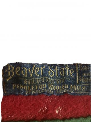 Vintage Pendleton Beaver State Striped Blanket Blue - Green 80” X 65” Full Size