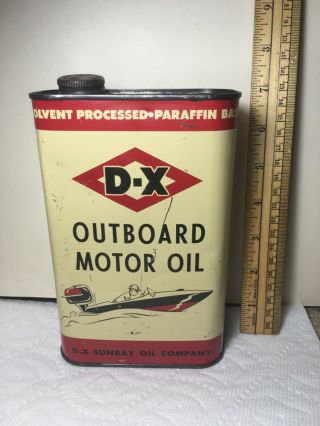 D - X Dx Sunray Outboard Motor Oil Tin Litho Quart Oil Can Boat Graphics