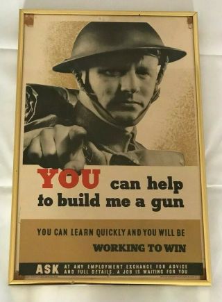 Ww2 Wwii British War Homefront Poster “you Can Help Me Build A Gun”