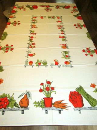 Vegetables Flowers Vases Tablecloth Nos Vintage Penney 